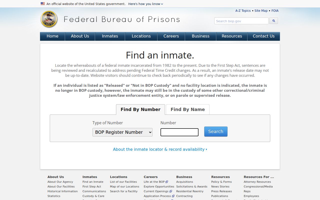 Jefferson County arrest history federal BOP custody locator