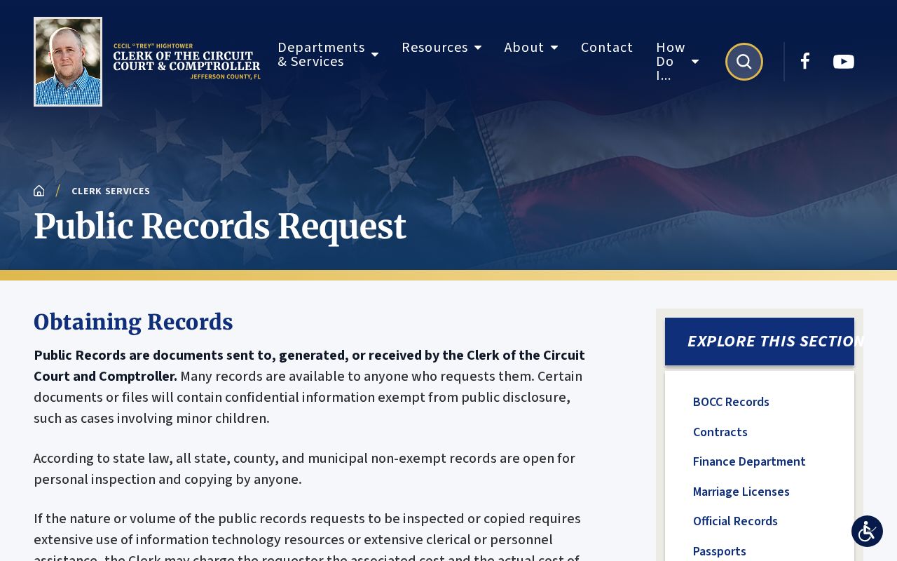 Jefferson County criminal court cases records request page