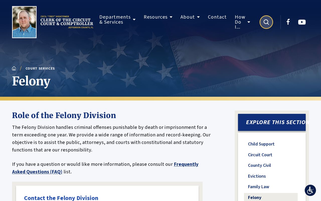 Jefferson County criminal court cases felony division page