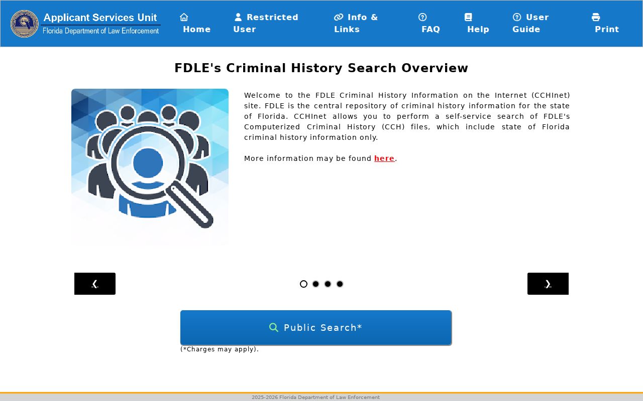 Jefferson County criminal record FDLE instant search interface