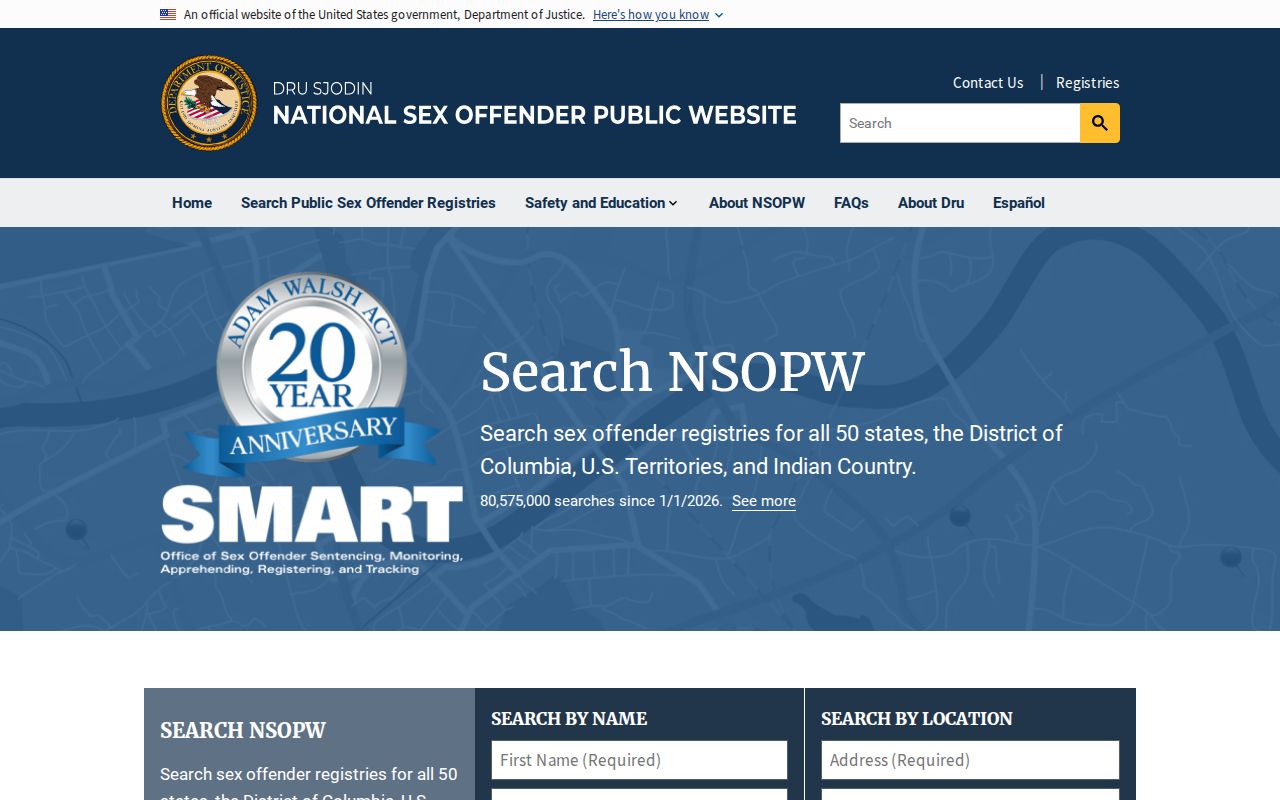 Jefferson County sex offender check national NSOPW search