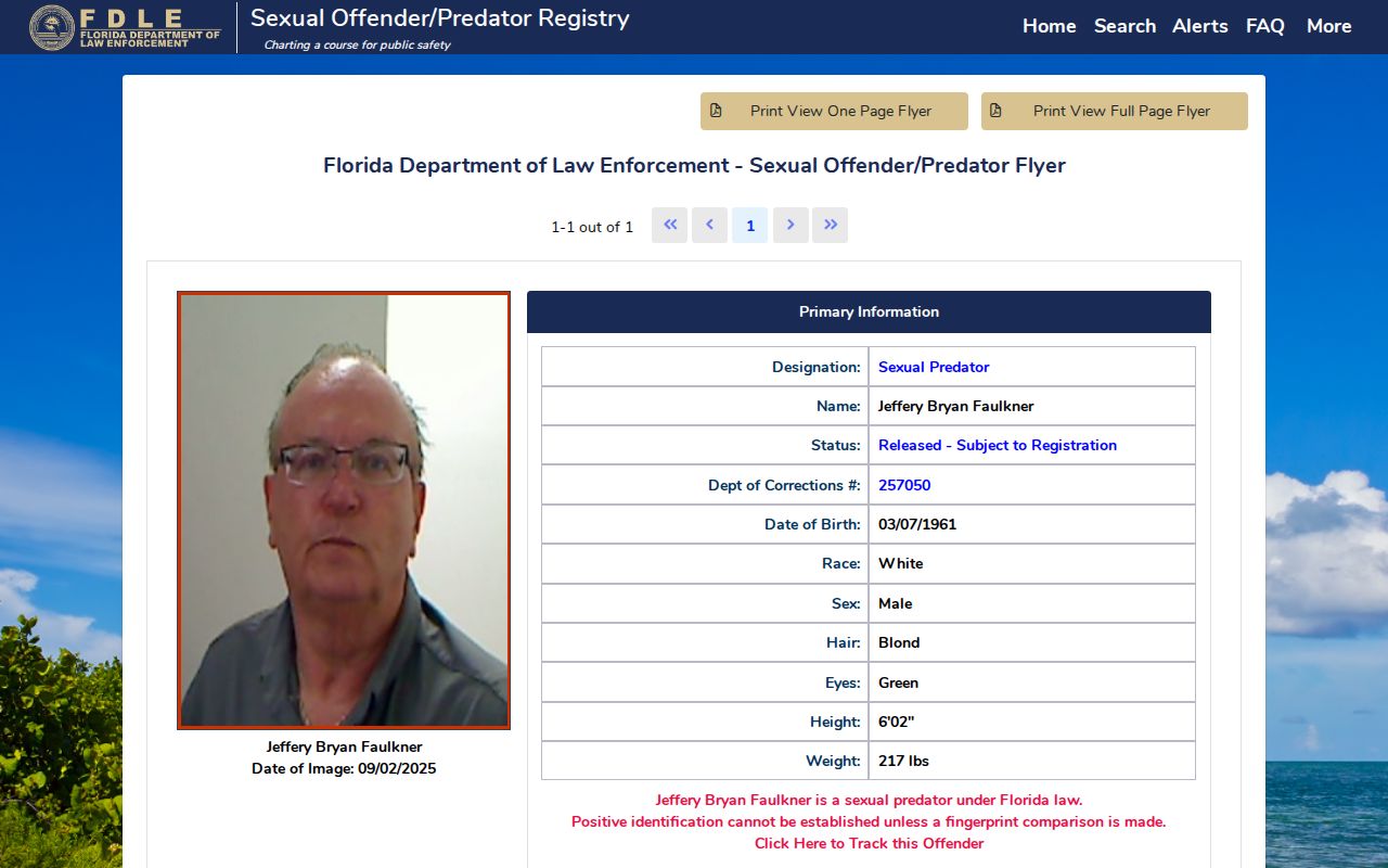 Jefferson County sex offender registry profile field interface